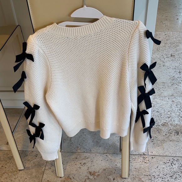 Alice + Olivia Cream Sweater with Black Bows - Picture 3 of 3